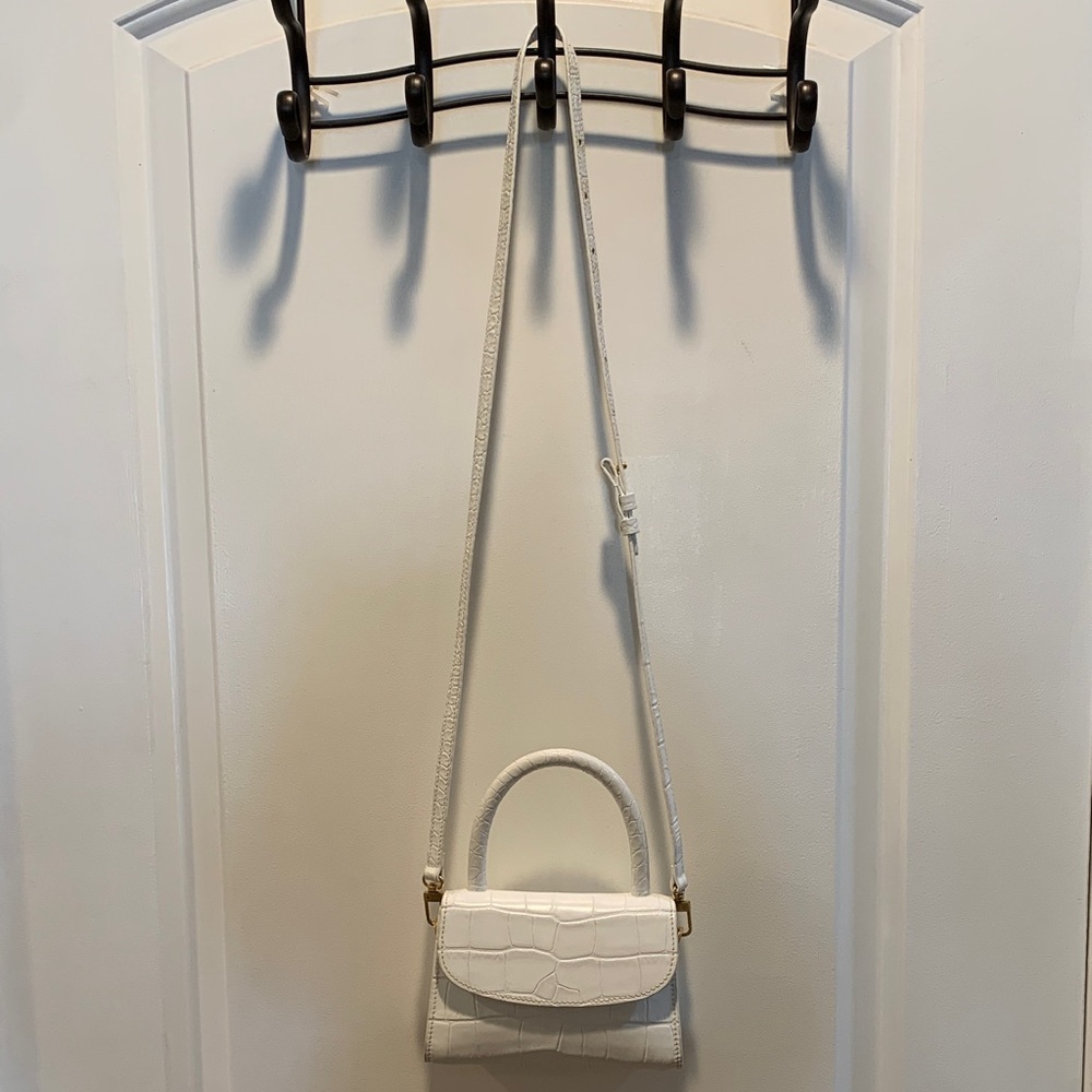 BY FAR mini satchel white croc crossbody